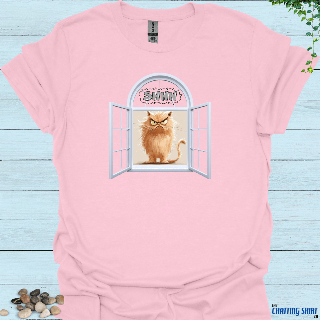 Shhh Cat in Window T-Shirt