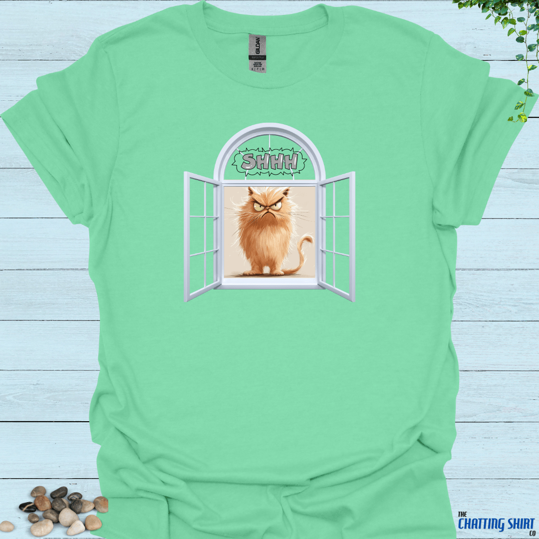 Shhh Cat in Window T-Shirt