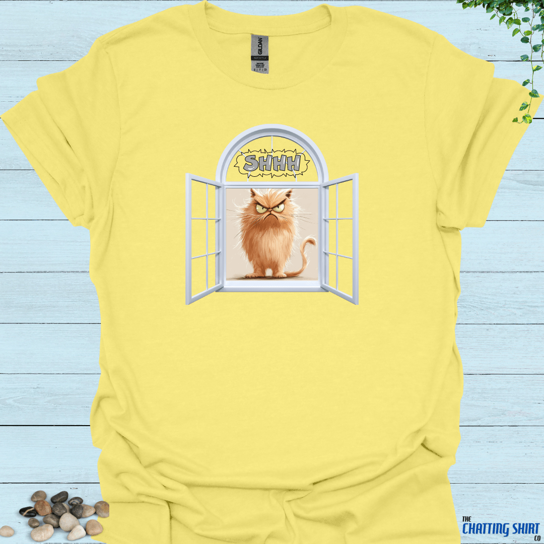 Shhh Cat in Window T-Shirt